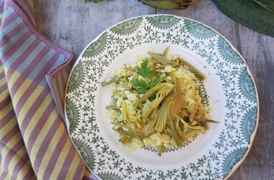 questa immagine rappresenta il risotto ai carciofi ricetta di pasticciandoconlafranca