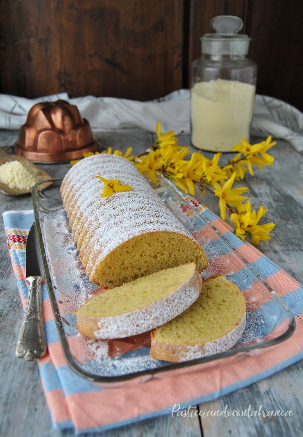 questa immagine rappresenta torta amor polenta senza latte e senza uova ricetta di pasticciandoconlafranca