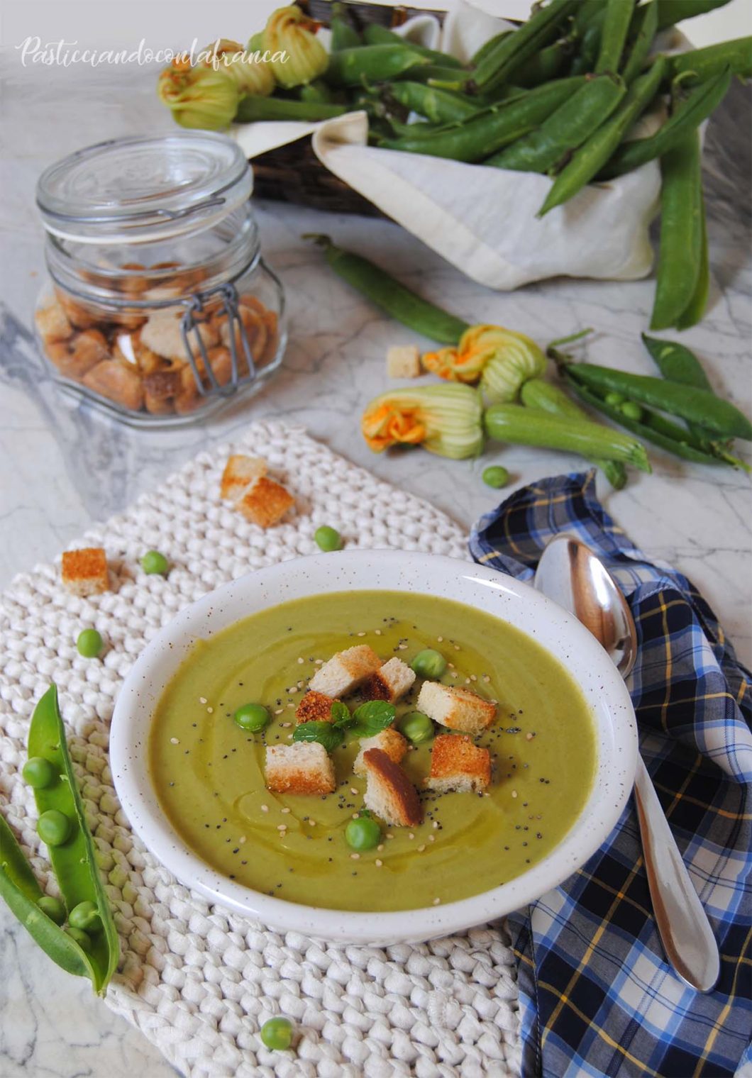 crema estiva di piselli e zucchine ricetta di pasticciandoconlafranca