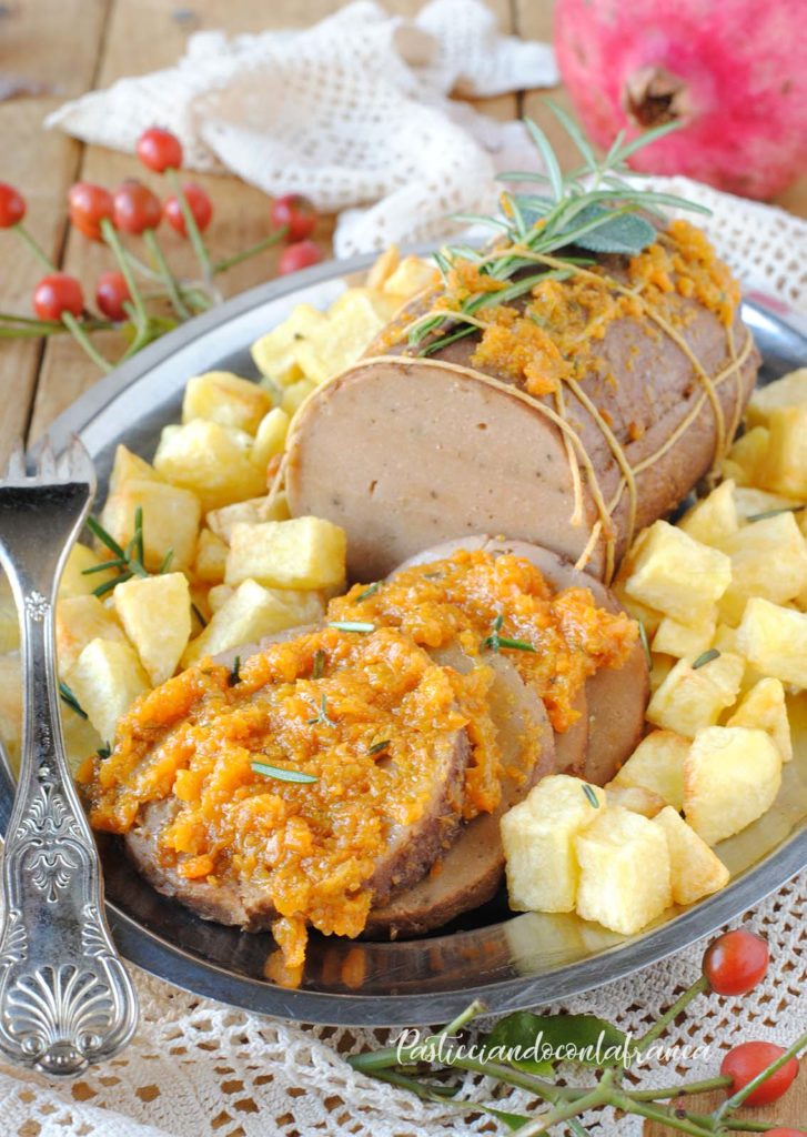 questa immagine rappresenta arrosto di seitan con battuto di carote ricetta di pasticciandoconalafranca