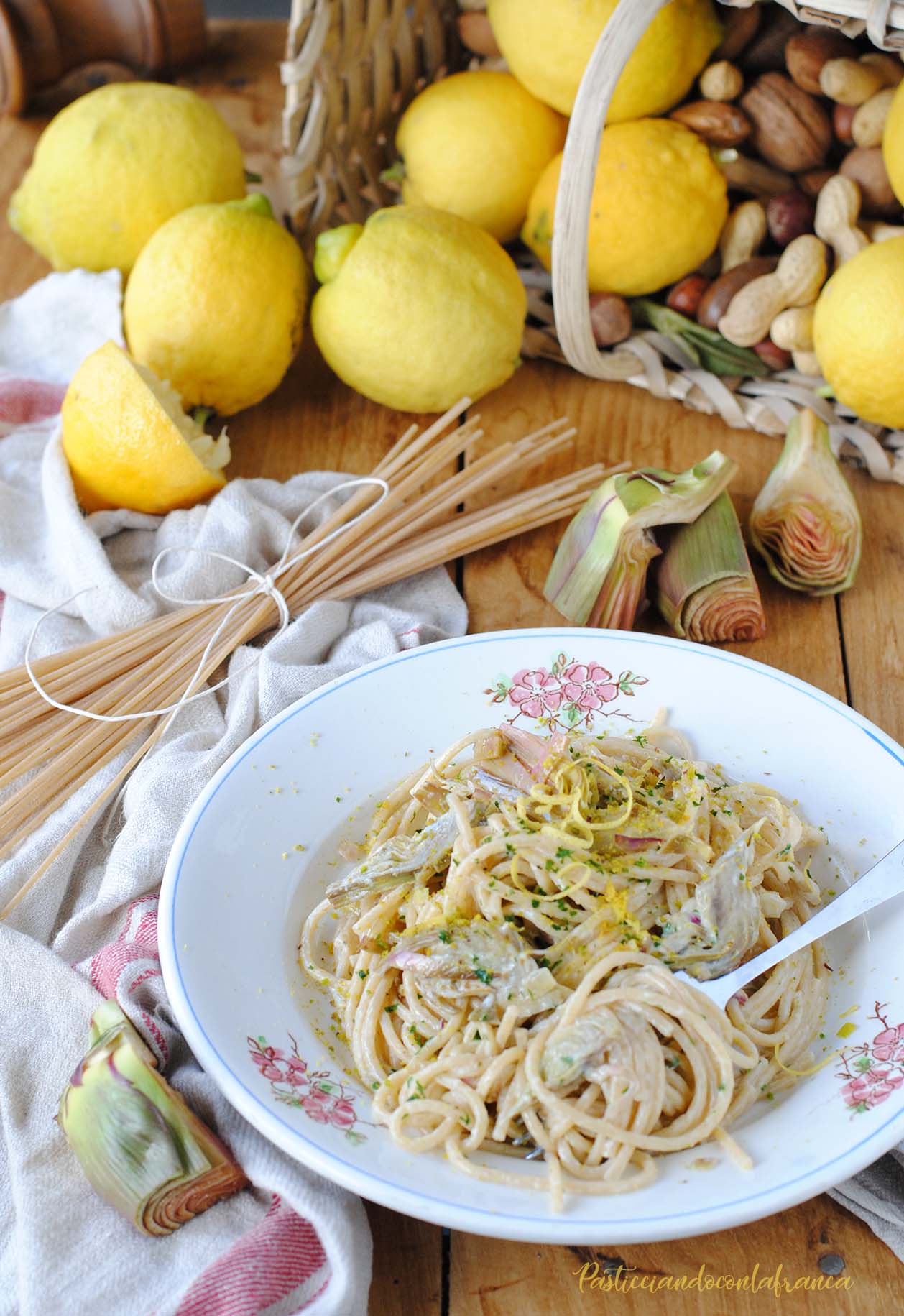 Spaghetti integrali con carciofi e limone, PasticciandoConLaFranca