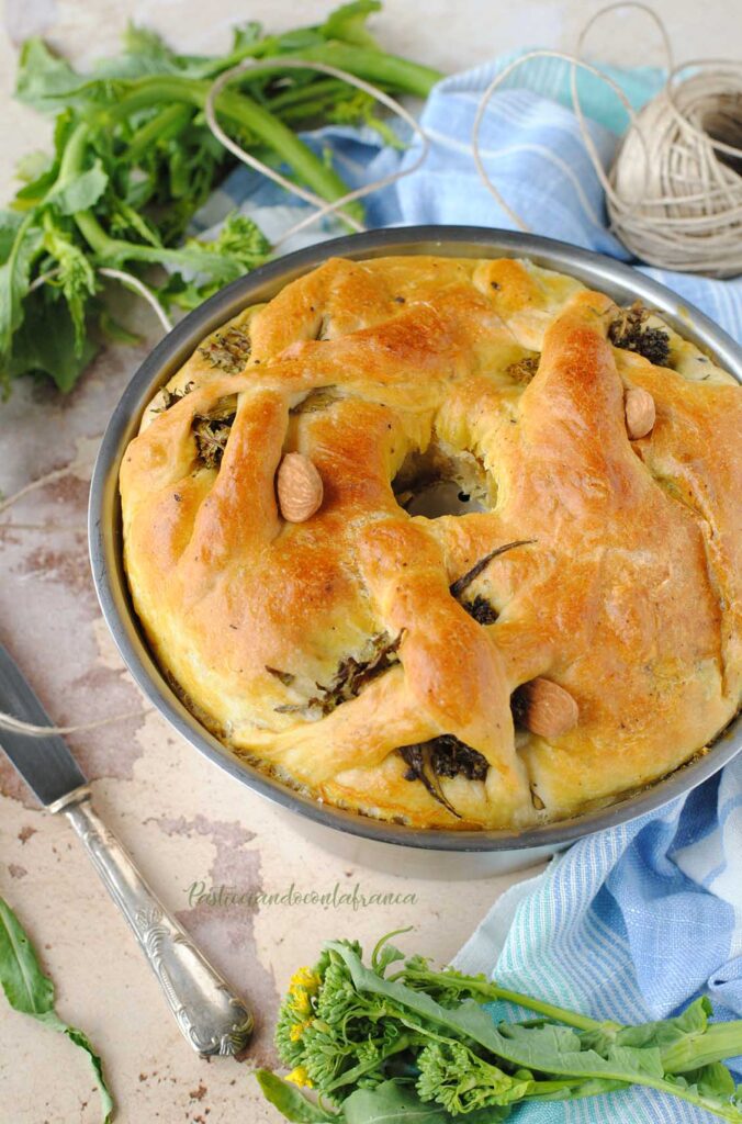 questa immagine rappresenta casatiello vegano alle cime di rapa ricetta di pasticciandoconlafranca